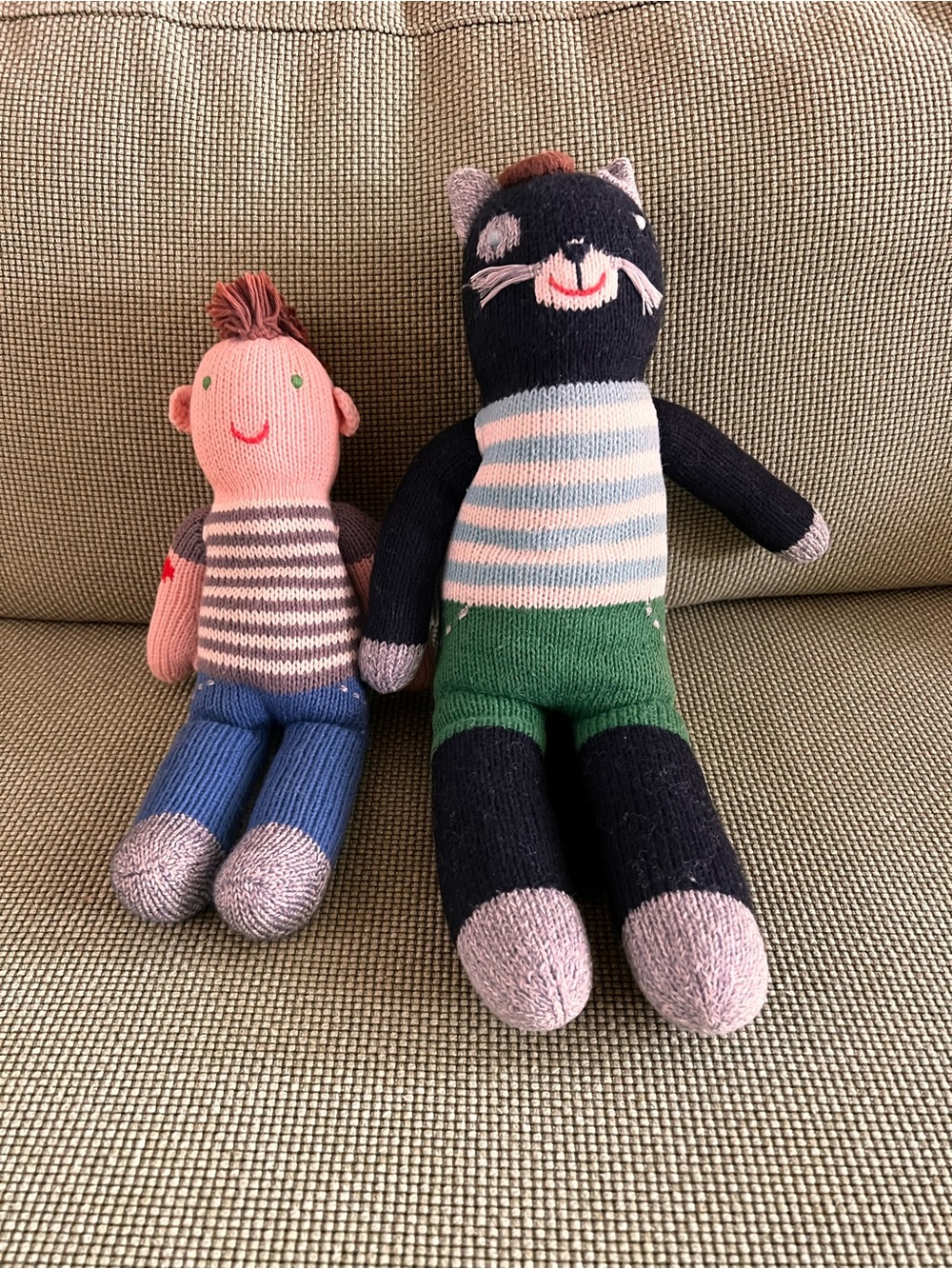 Blabla hand knit dolls plushie Black cat and Otto the rocker